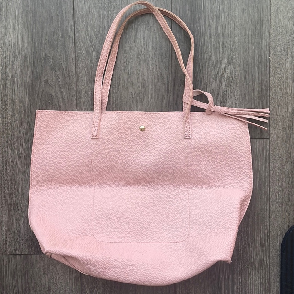 Pink Faux Leather Tote
